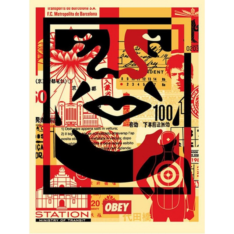 Shepard Fairey (Obey)  Face Collage bas - Poster signé et daté - 61x46cm - 2017