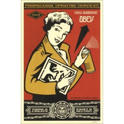 Litho.Online Shepard Fairey - Obey Stay Up Girl - signé au crayon