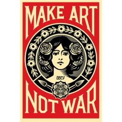 Obey (Shepard Fairey) - Make Art Not War - Poster signé - Format 91x61cm - 2017