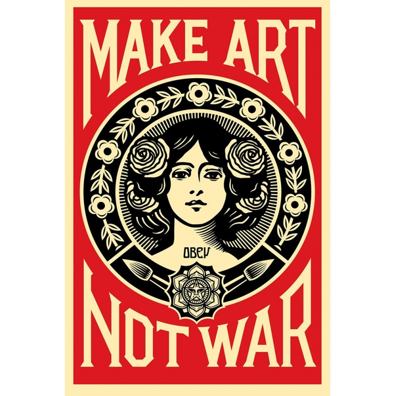 Litho.Online Shepard Fairey (Obey) - Make Art Not War - Print signé au crayon